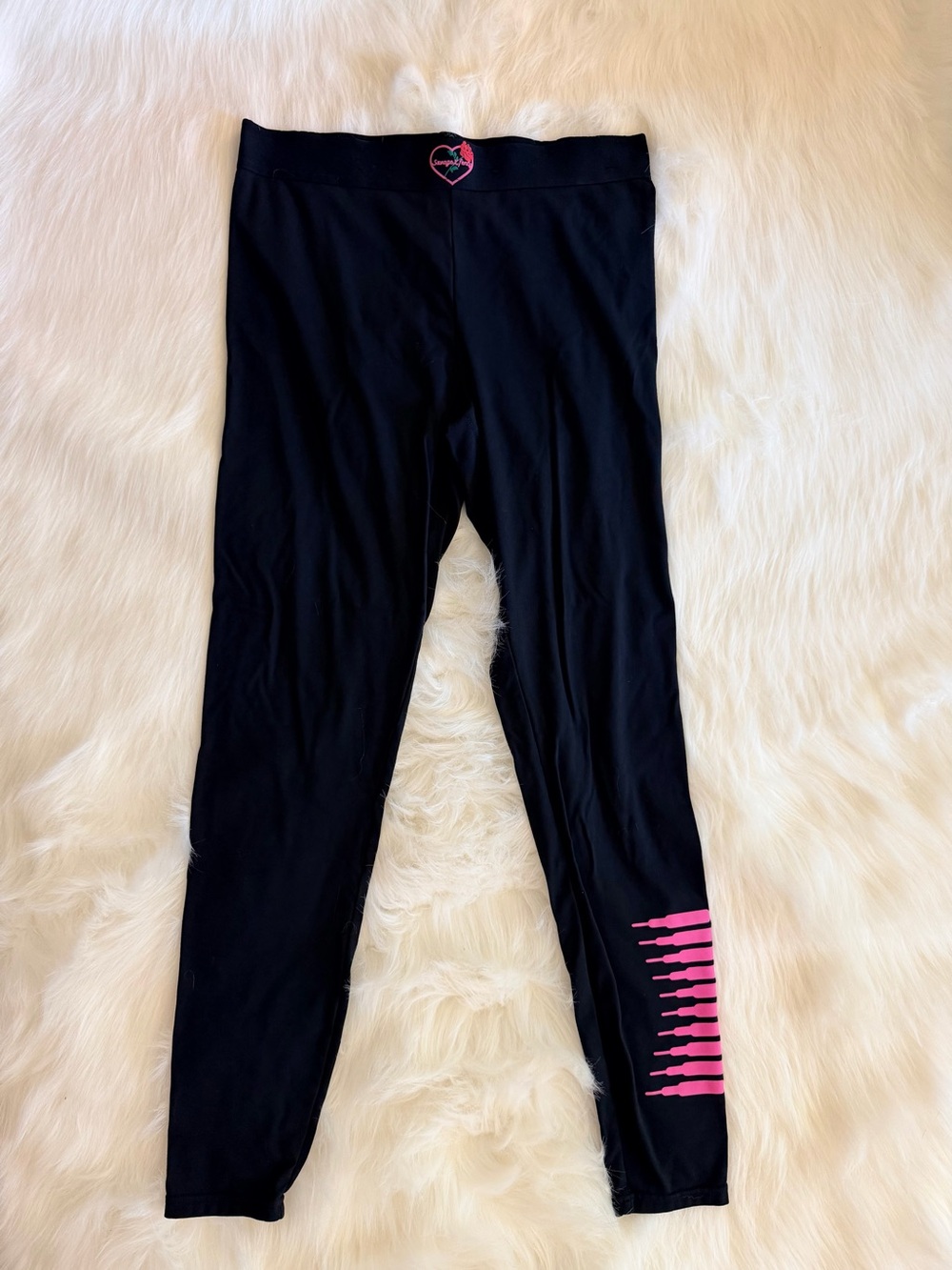 Savage X Fenty Forever Savage Black Legging with Pink Logo Heart Limited Edition